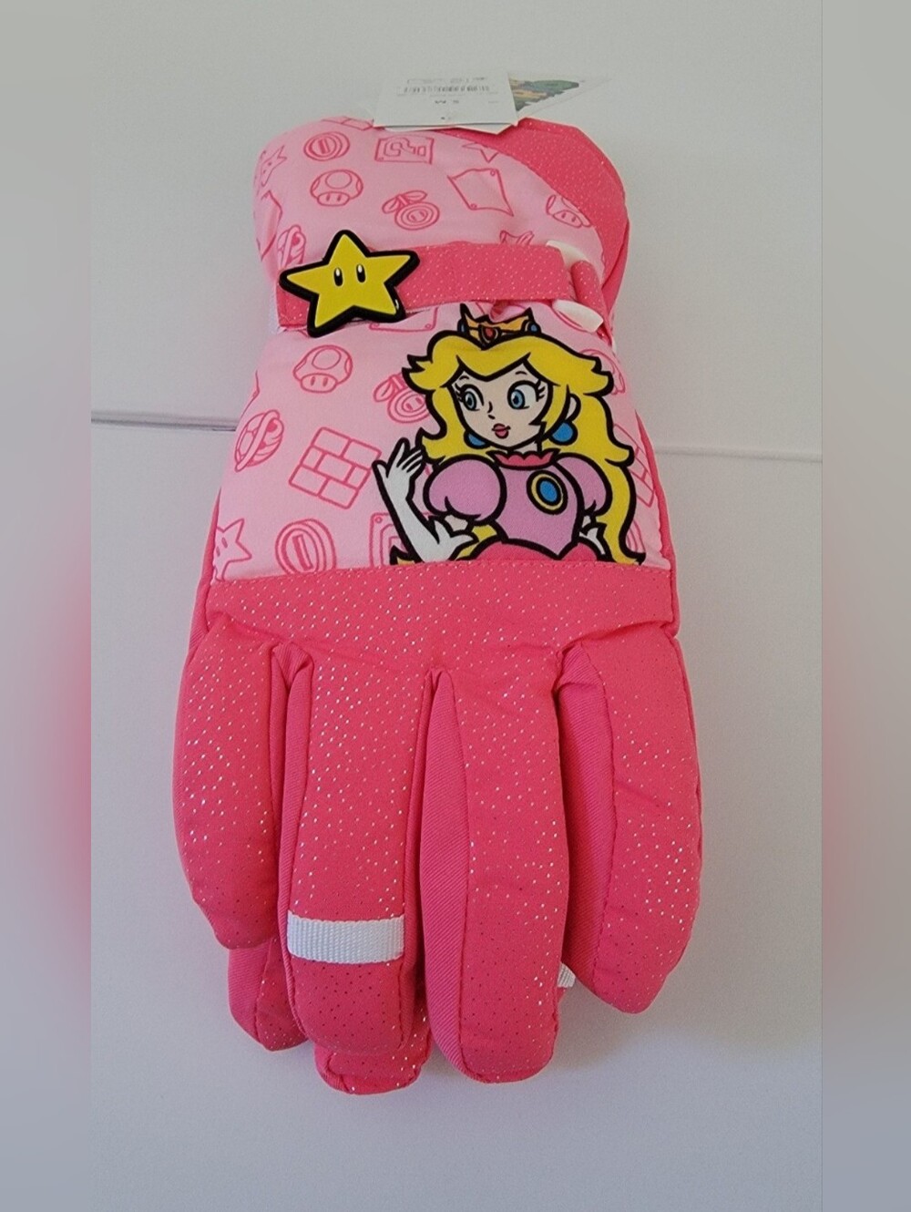 Super Mario Princess Peach Pink Kids Winter Gloves